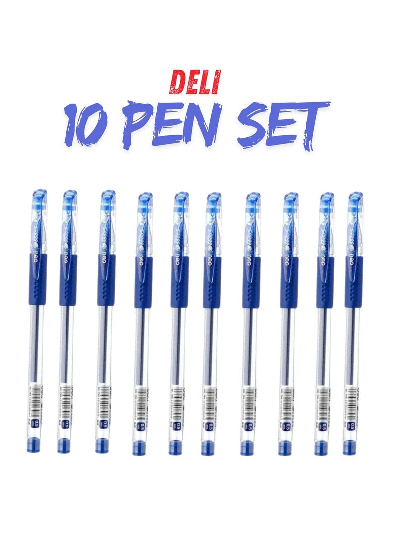 Deli Writing Instrument Office Gel Pen 10pcs ( Value Pack ) E6600S-BLUE Blue - Image 1